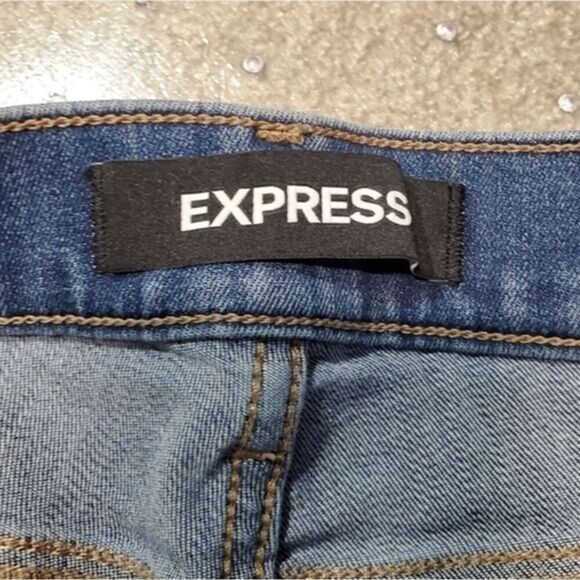 Express Women's Size 0 Cropped Legging Mid Rise Distressed Jeans 26x25 - Picture 6 of 9
